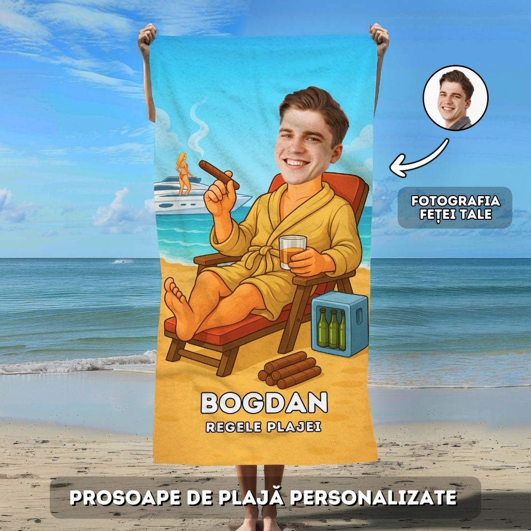 Spa Influencerița - Prosop de Plajă cu Fața Ta