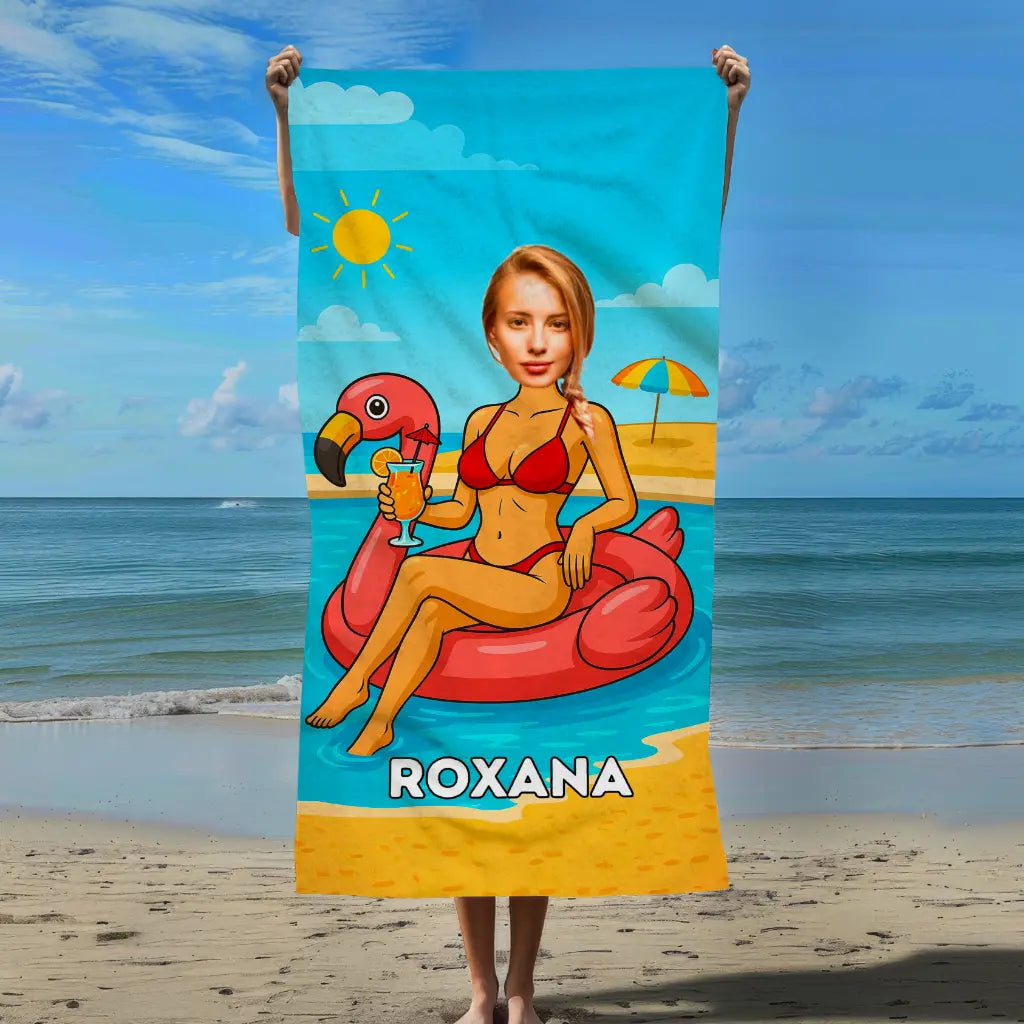 Spa Influencerița - Prosop de Plajă cu Fața Ta