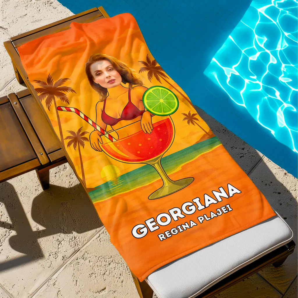 Spa Influencerița - Prosop de Plajă cu Fața Ta