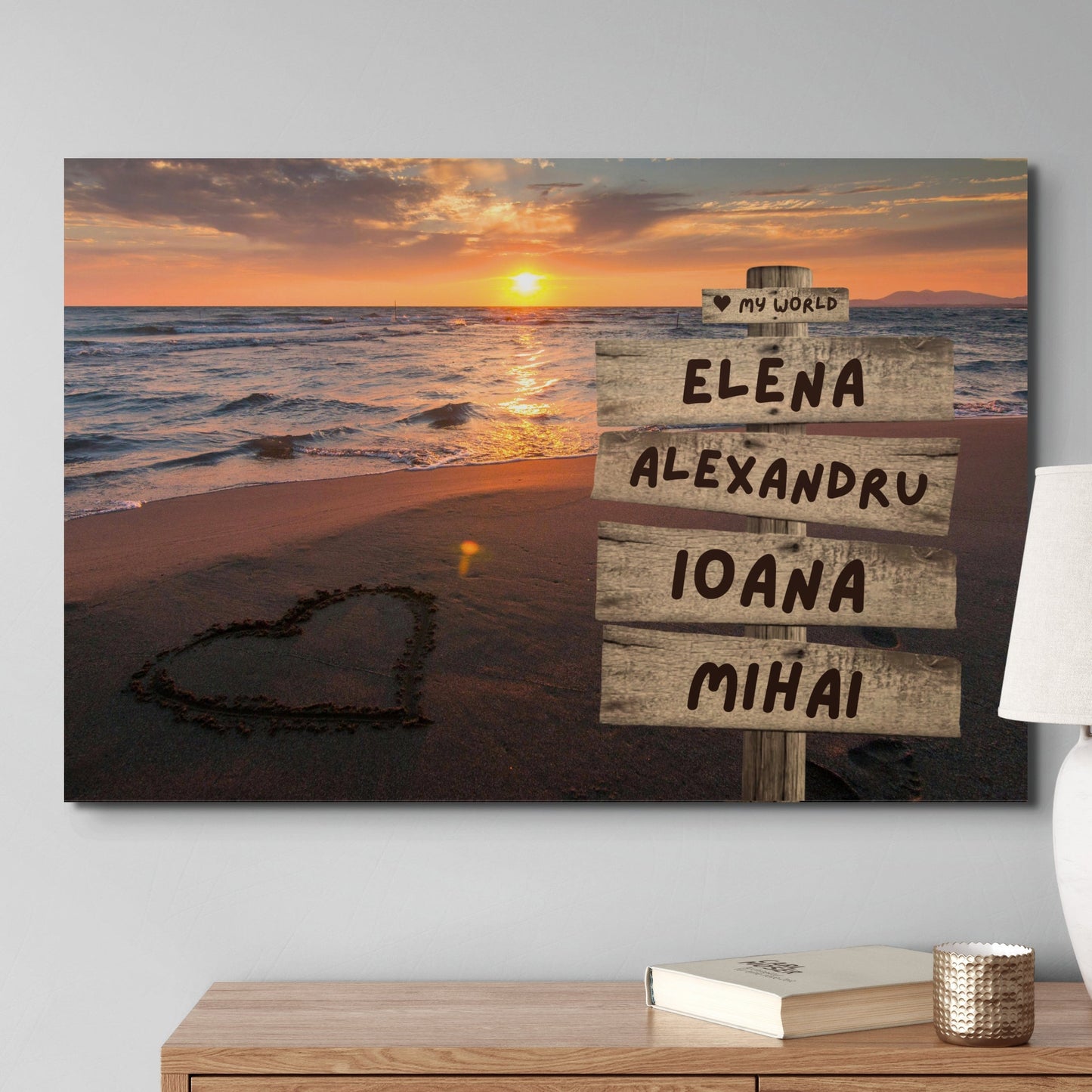 Plaja 2 - Imagine Personalizată "Dragoste" | Pentru 2-5 nume