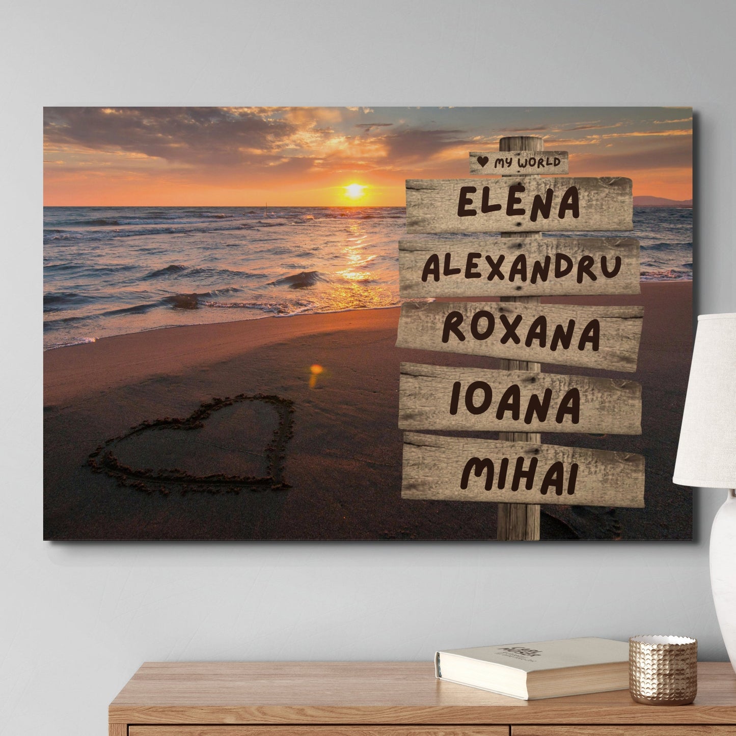 Plaja 2 - Imagine Personalizată "Dragoste" | Pentru 2-5 nume