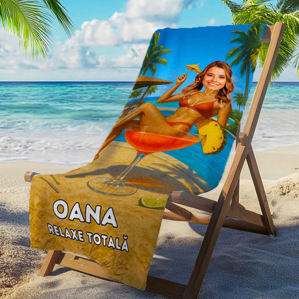 Cocktail Queen - Prosop de Plajă cu Fața Ta