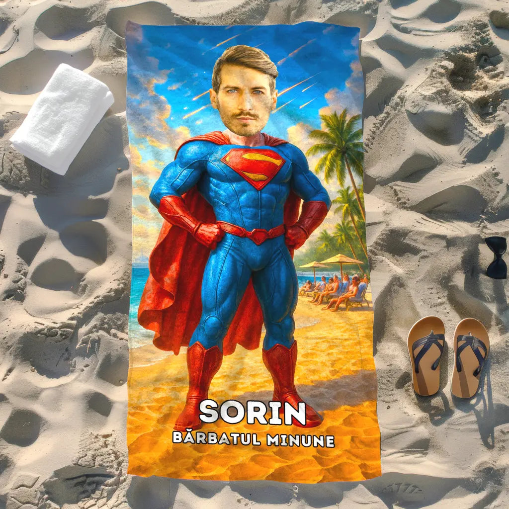 Superman - Prosop de Plajă cu Fața Ta