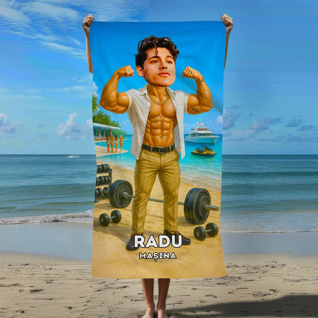 Mașina - Prosop de Plajă cu Fața Ta