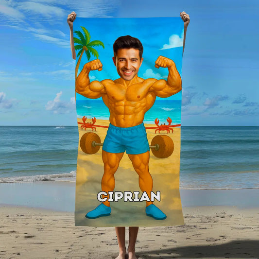 Influencerul de Plajă - Prosop de Plajă cu Fața Ta