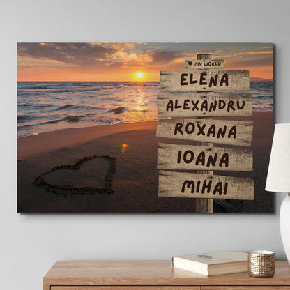 Plaja 2 - Imagine Personalizată "Dragoste" | Pentru 2-5 nume