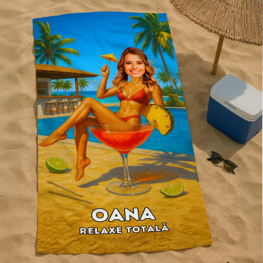 Cocktail Queen - Prosop de Plajă cu Fața Ta